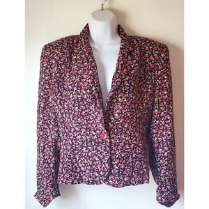 Vintage The Limited Womens Black Cherry Print Blazer Size Small 80s 90s Boho